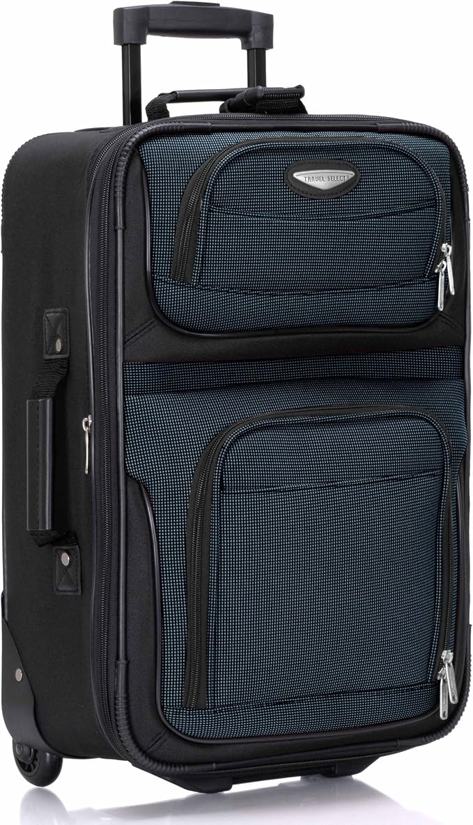 Travel Select Amsterdam Softside Expandable Luggage with Rolling Wheels, Navy, 21-Inch Carry-on