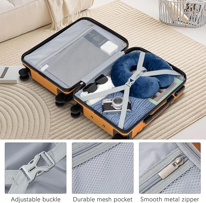 LONG VACATION Carry On Luggage Set 3 Piece, 20 Inch ABS+PC Hardshell Carry on Suitcase with Spinner Wheels TSA Lock & YKK Zipper