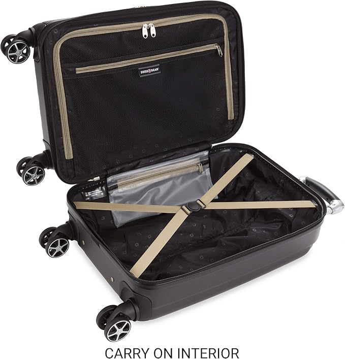 SwissGear 7585 Hardside Expandable Luggage with Spinner Wheels, Black, 3-Piece Set (19/23/27)