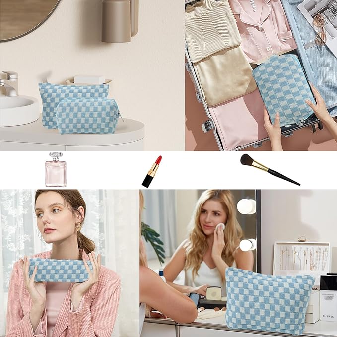 LYDZTION Makeup Bag Cosmetic Bag for Women,1Pcs Large Capacity Makeup Bags and 1Pcs Pencil Case Makeup Brushes Storage Bag Travel Toiletry Bag Organizer
