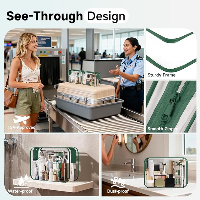 11 Set / 9 Set Packing Cubes for Travel,Gifts for Women Mom Kids,TSA Approved Bags for Makeup, Cosmetic, Toiletry, Organizers for Suitcase Carry On,Cruise Essentials Airplane Accessories,Dark Green