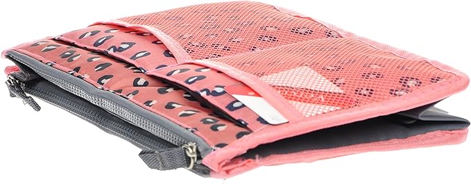 Vercord Purse Organizer Insert for Handbags Bag Organizers Inside Tote Pocketbook Women Nurse Nylon 13 Pockets Pink Leopard Large