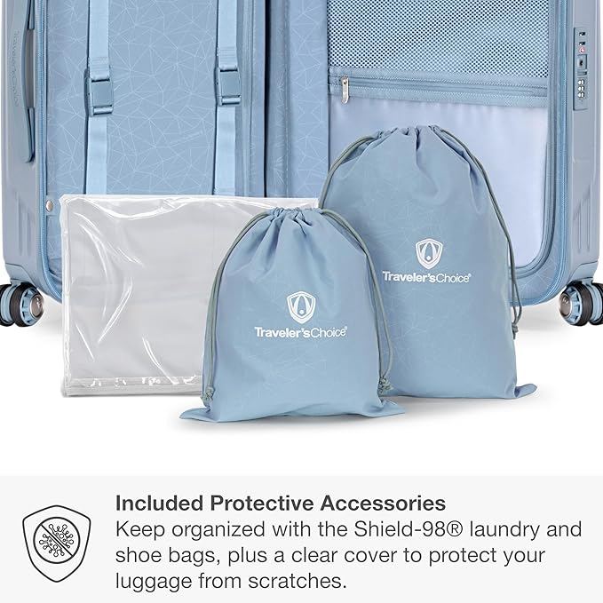 Traveler's Choice Ultimax II Polycarbonate Hardside Luggage with Spinner Wheels, Teal, 25-Inch Medium Luggage