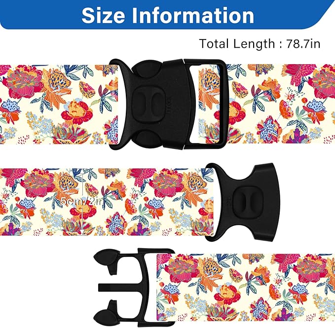 Luggage Straps for Suitcases, Travel Adjustable Belt with Quick Release Buckle, Heavy Duty Nylon Bag Packing Strap, Unique Bright Identifiers Business Travel Accessories (2 Pack) - Rose Flowers