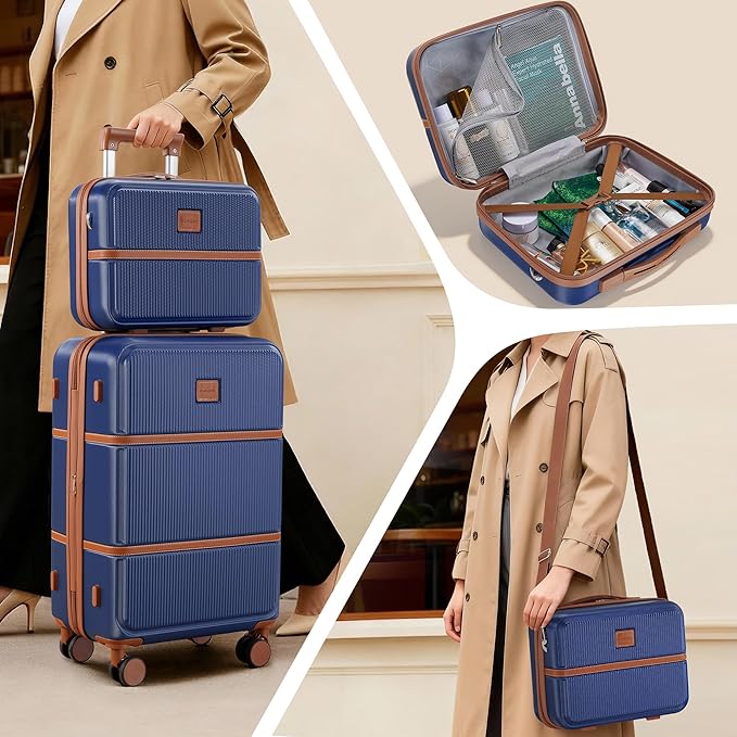 Suitour Expandable 4-Piece Luggage Set (14" 19" 23" 27") ABS Hardside Suitcase Sets with Spinner Wheels Checked Luggage Travel Suitcase