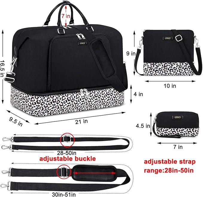Travel Weekender Bag for Women, 21" Overnight Bag with Shoe Compartment 50L Large Travel Duffel Bag Carry On Tote for Weekend, Overnight, Business Trips, Water Resistant