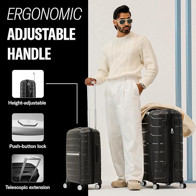 Samsonite Freeform 2-Piece Luggage Set - Carry-On & Large Checked Luggage with Dual Spinner Wheels - Durable Polypropylene Hardshell - TSA Lock, Airline-Approved - Expandable Hard Shell - Sky Blue