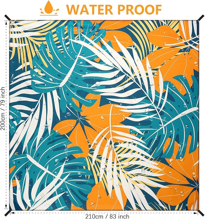 Beach Blanket Sandproof Extra Large Beach Mat Adults Waterproof Quick Drying Sand Free Mat with 4 Stakes & 4 Corner Pockets for Outdoor Travel Camping Hiking Black 79" X 83"