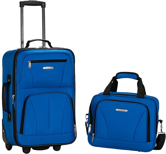 Rockland Fashion Softside Upright Luggage Set, Expandable, Blue, 2-Piece Set (14/19)