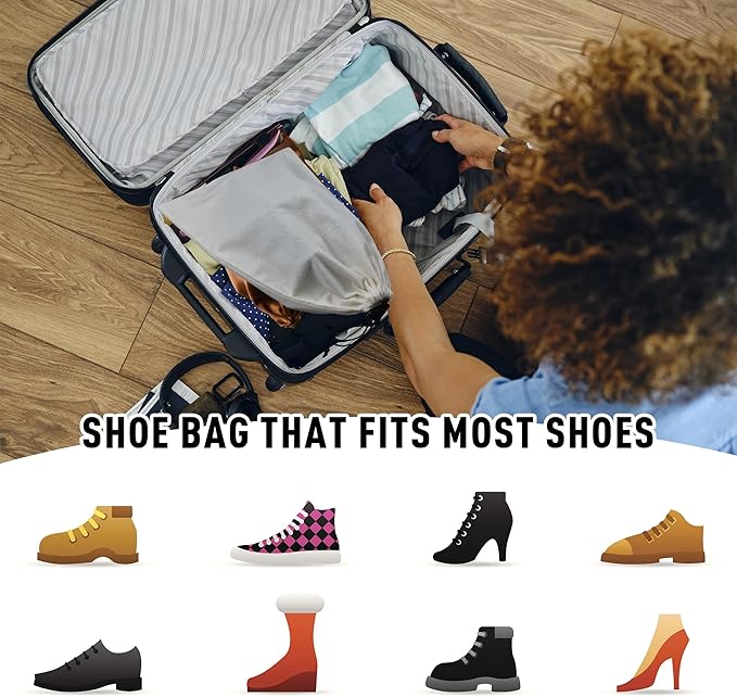 GONGKANGYUAN 2 Pack Shoe Bags for Travel Flannel Single Shoe Pouch with Drawstring for Men Women Travel Protecting Storing Shoes