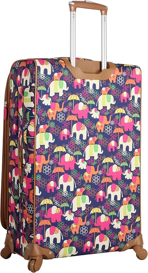 Lily Bloom Design Pattern 28" Luggage Softside Expandable With Double Spinner Wheels, Large Lightweight Suitcase Checked Bag For Women