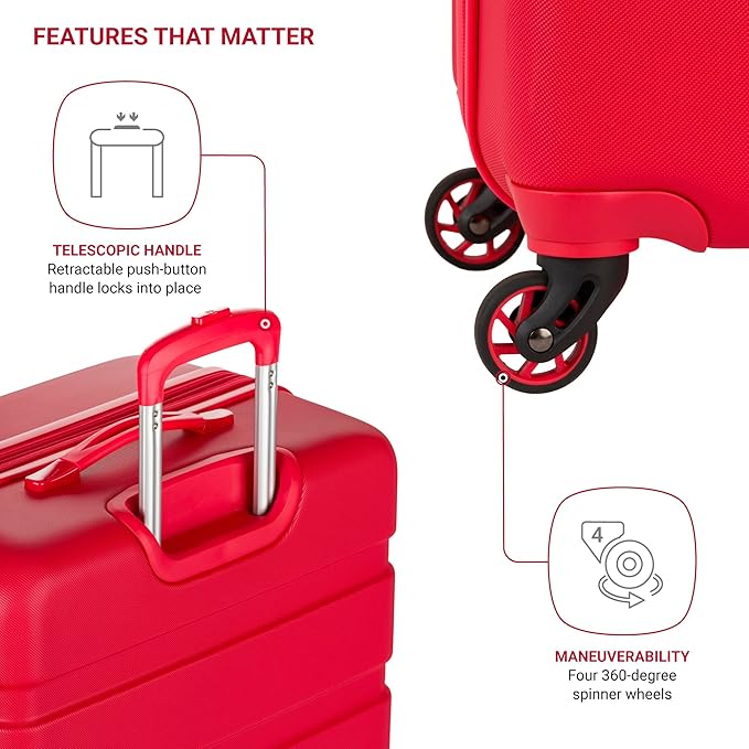 SwissGear 7366 Signature Hardside Expandable Luggage with Spinner Wheels, TSA Lock, Red, Checked-Large 27-Inch