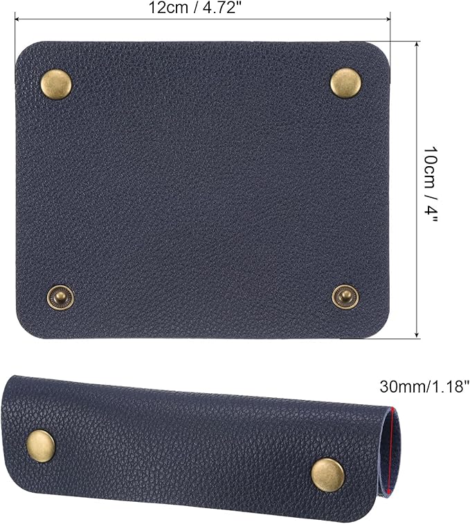 PATIKIL Luggage Handle Wrap, 2 Pack PU Handbag Grip Cover Protector Identifier with Clasp for Suitcase Grocery Shopping Bag, Dark Blue