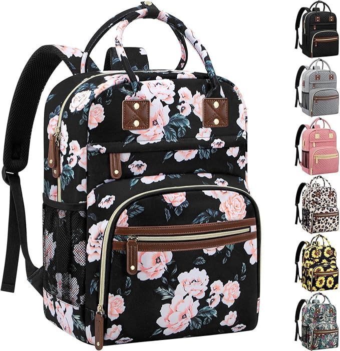 Tenot Diaper Bag Backpack Tote for Women Large Capacity with Insulated Pockets Multifunctional Diaper Bags For Baby Girl Boy Waterproof Baby Bags, Maternity Bag Black Pink Floral | Multifunctional, Diaper Bags, Waterproof, Baby Bags, Maternity Bag