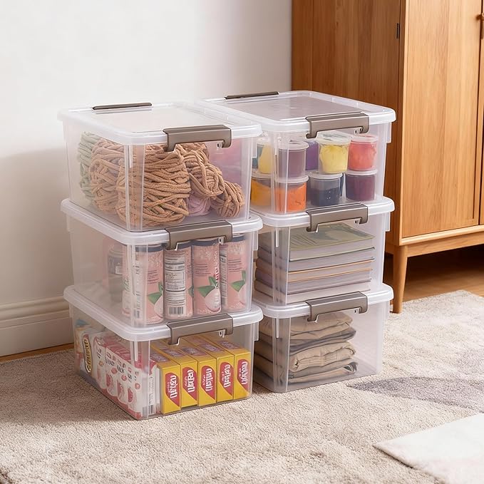 Citylife 17 QT Plastic Storage Bins with Lids Latching Stackable Storage Containers for Organizing Large Clear Storage Box for Garage, Craft, Toys, Closet, Home, 1 Packs