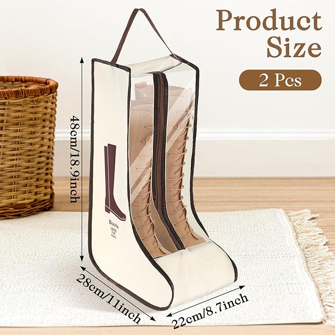 2 Set Boot Storage Bag, Portable Boots Protector Bag Dust Proof Travel Shoe Bags with Handle Boots Organizer for Packing Travel and Daily Use(Tall)