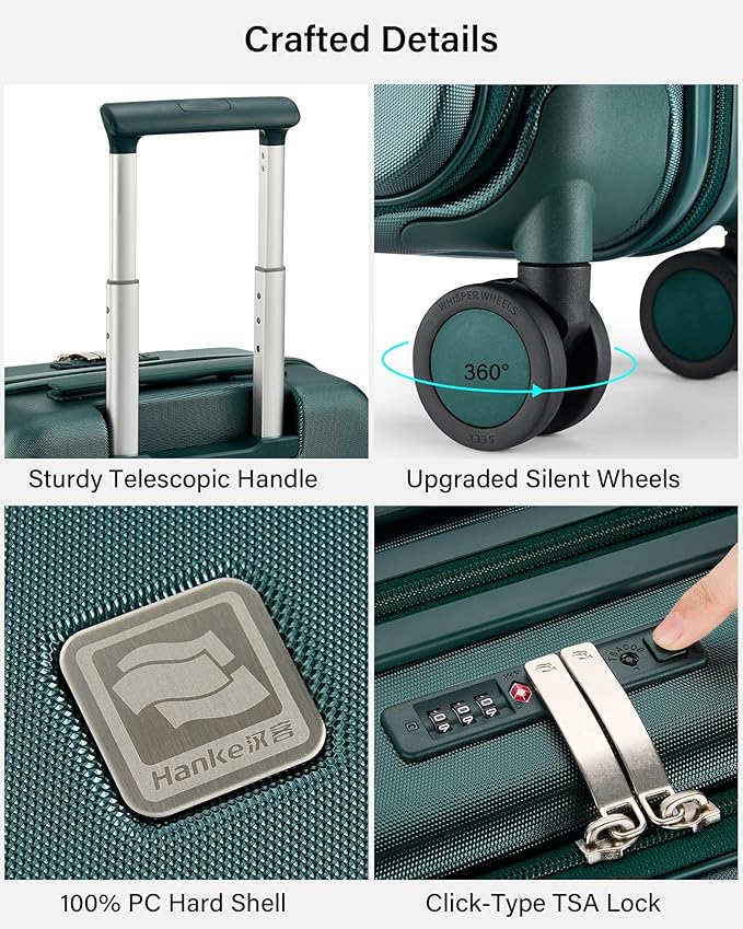 Hanke Hardside Expandable Checked Luggage, 24 Inch Top Opening Trunk Luggages with Spinner Wheels, All-PC Hard Shell Suitcase, Lightweight TSA Checked-Medium(Blackish Green, 83L)