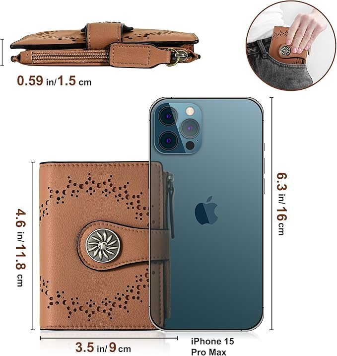 Tipmile Small Wallet for Women Bifold RFID Blocking Card Holder Leather Wallets with Zipper Coin Pocket
