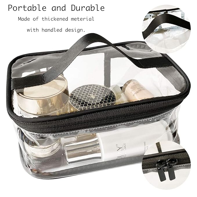 Toiletry Bag Makeup Cosmetic Clear Bag Portable Waterproof Transparent Travel Storage Black