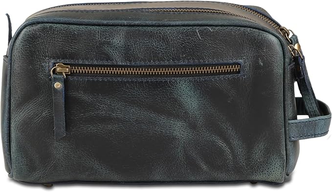 KomalC Travel Toiletry Bag – Premium Leather Dopp Kit for Men & Women with Water-Resistant Lining & Spacious Zippered Organizer