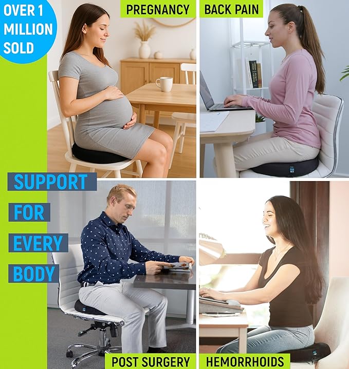 PT ENDORSED Donut Pillow for Tailbone Pain Relief - Hemorrhoid Pillow for Sitting, Orthopedic Donut Seat Cushion for Pressure Relief, Post Surgery, Postpartum Pregnancy, Lifting Cushions for Coccyx