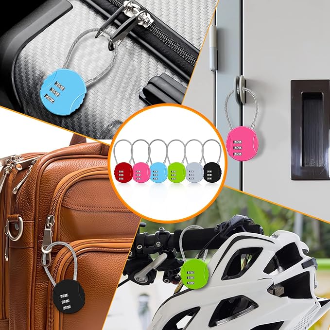 6 Pack Combination Padlock 3 Digit Luggage Lock Suitcase Lock, Outdoor Combination Lock Waterproof Small Lock for School, Gym Locker, Travel Bag (Multicolor)