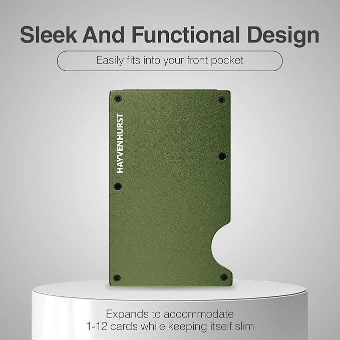 Hayvenhurst Wallet For Men - Reinvented Design Men's Wallet - Slim, Minimalistic & Seamless, Blocks RFID Scanners with a Money Clip (Matte Olive) | Reinvented Design, Slim, Minimalistic, Seamless, Blocks RFID Scanners, with a Money Clip
