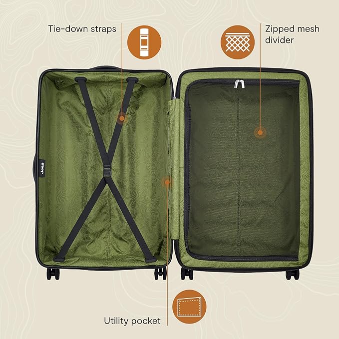 Jeep JH004C Hardside Expandable Luggage with Spinner Wheels, Black, Checked-Large 28 Inch