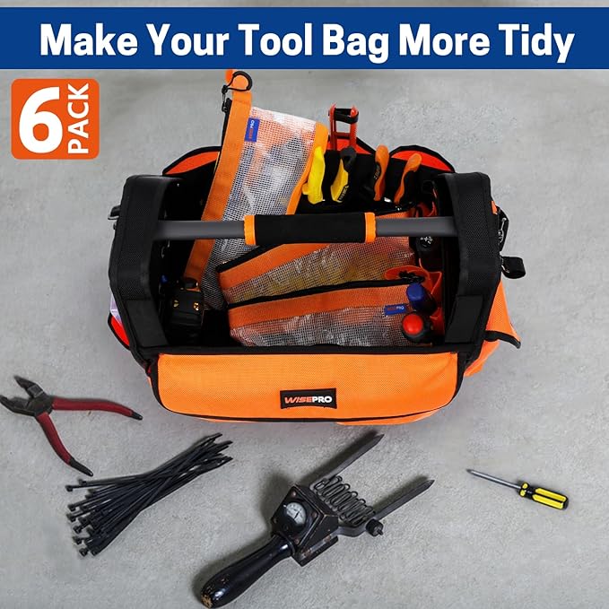 Zipper Tool Pouches, Multi-Purpose Utility Tool Bags Organizer for Small Hand Tools, Screws, Nails, Hardware, Pliers & Wrenches, Storage Pouch Set for Electricians, Plumbers, HVAC & Mechanics