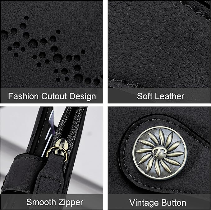 Tipmile Small Wallet for Women Bifold RFID Blocking Card Holder Leather Wallets with Zipper Coin Pocket