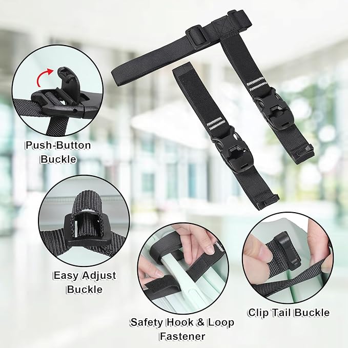 Vigorport Luggage Connector, Straps for Suitcase, Add A Bag Adjustable Attachment Accessories (Medium-Cam Buckle)
