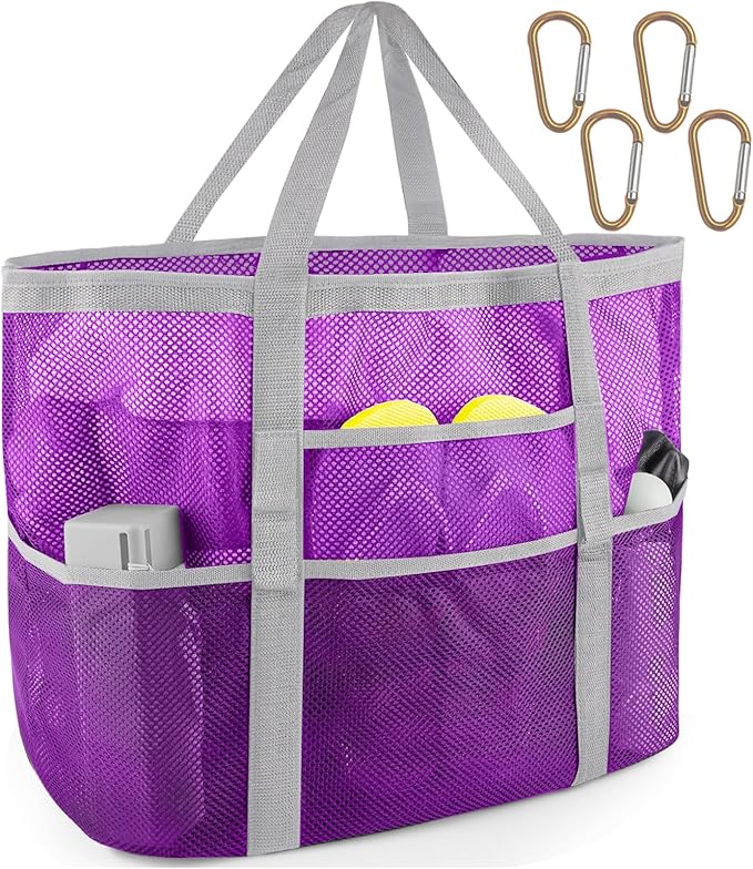 SRISE Mesh Beach Bag - Large Beach Tote Bag for Family Beach Bag for Toys & Vacation Essentials
