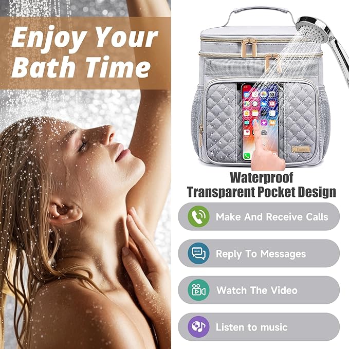 Large Toiletry Bag for Women Men,Bathroom Bag,Water Resistant Shower Bag,Makeup Bag,Portable Shower Caddy for College Dorm,Hanging Travel Toiletry Bag with Transparent Waterproof Phone Pocket