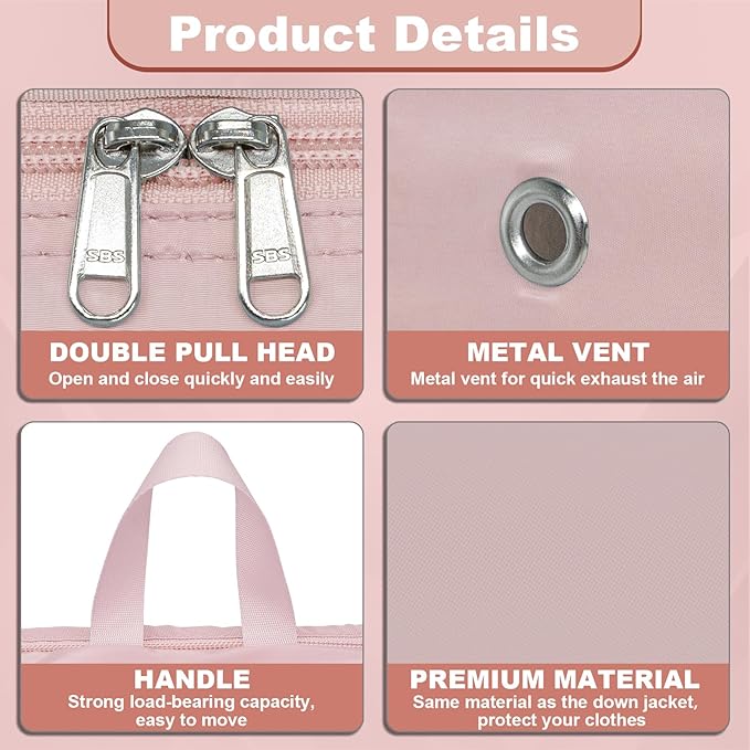 Compression Packing Cubes for Travel Essentials, 2pc Expandable Travel Cubes for Packing Bags Suitcase Organizer, Pink