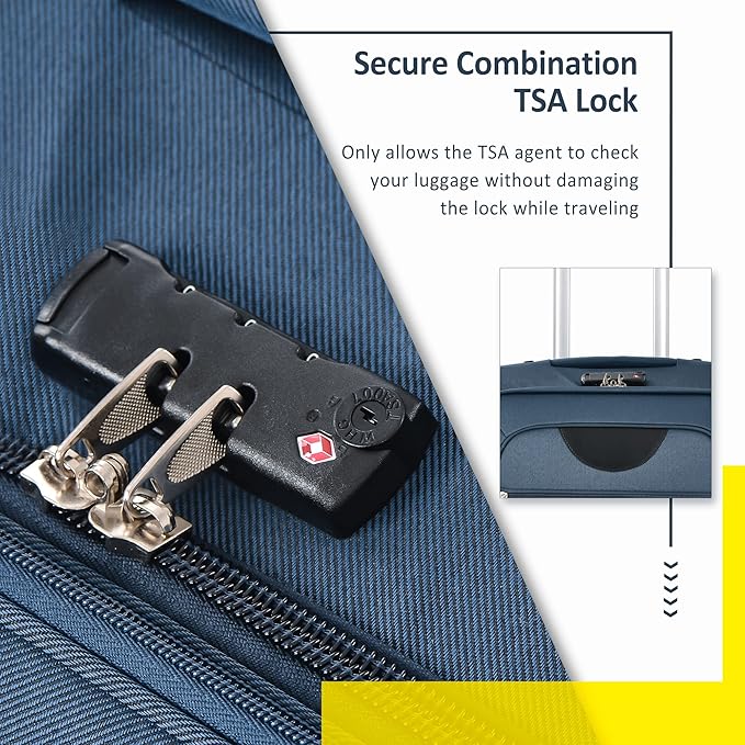 3 Piece Softshell Expandable Luggage Sets, Lightweight Travel Suitcase Set with TSA Lock and 360°Swivel Spinner Wheels, Durable Softside Luggage for Men Women, 22 in/26 in/30 in, Dark Blue