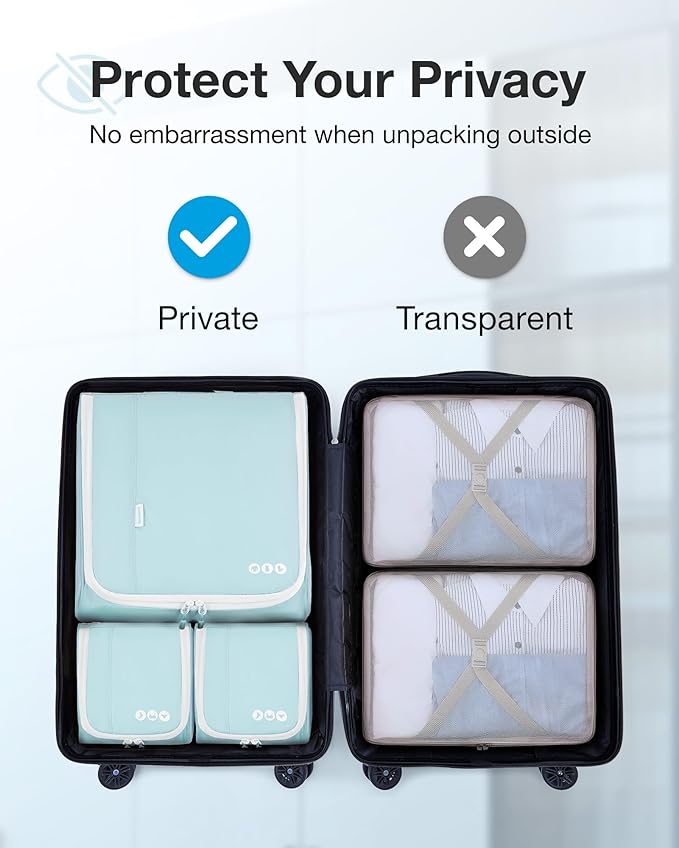 BAGSMART Keep Shape Packing Cubes for Travel, 6 Set Travel Cubes for Packing, Lightweight Suitcase Organizer Bags Set for Travel Essentials