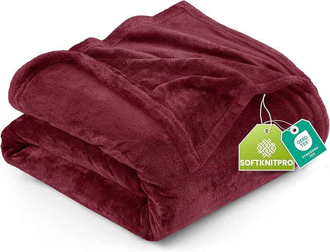 Utopia Bedding Fleece Blanket King Size Burgundy 300GSM Luxury Anti-Static Fuzzy Soft Microfiber Bed Blanket (90x102 Inch)