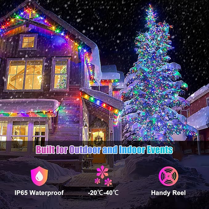 Fairy Lights 66FT/20M, 200 LEDs RGB Smart IC Multicolor String Lights | APP & Remote Control, Music/Voice Sync Color Changing, IP67 Waterproof String Lights for Bedroom, Party, DIY