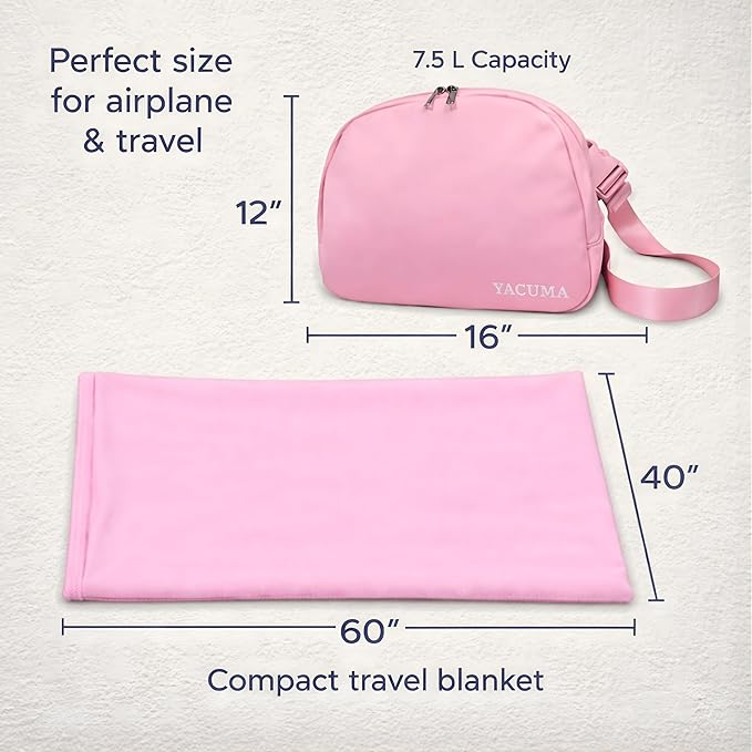 Travel Blanket Airplane – Ultra Soft Flannel 40”x60”, Cozy Compact Blanket with Organizer Bag, Lightweight Comfort for Flights & Home