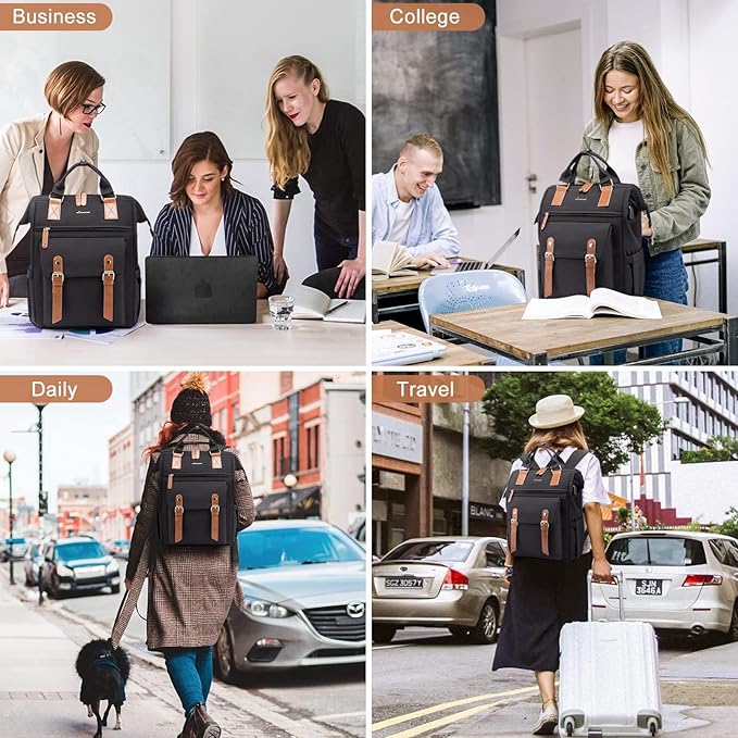 LOVEVOOK Laptop Backpack for Women, 15.6 Inch Teacher Nurse Bag Work Travel Computer Backpacks Purse, College Bookbag for School, Water Resistant Daypack, 17.3 inch