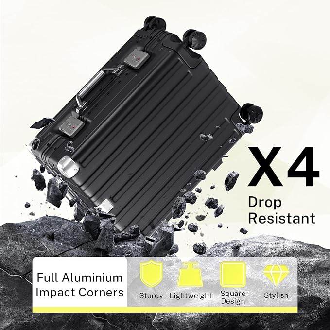 Krute Zipperless Luggage 24 Inch Aluminum Frame Suitcase with Spinner Wheels PC+ABS Hardide Checked Luggage TSA Approved