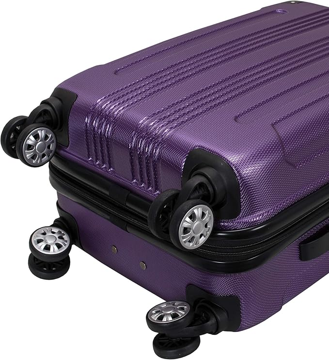 Rockland London Hardside Spinner Wheel Luggage, Purple, 3-Piece Set (20/24/28)
