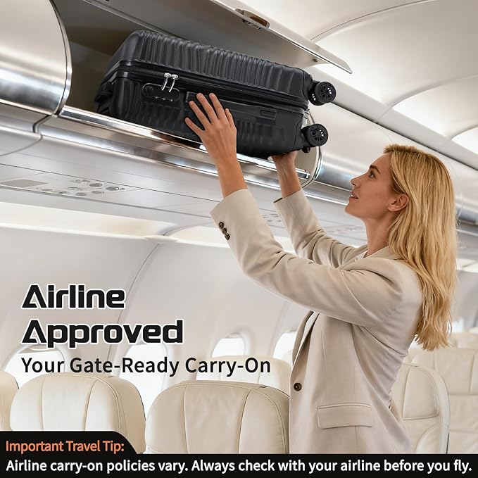 Luggage Sets 3 Piece, ABS Suitcase Set (20/24/28), Hardside luggage with Spinner Wheels, Travel Luggage, 14x8x9 Airline Approved Carry on, Lightweight Luggage with High-Security Lock