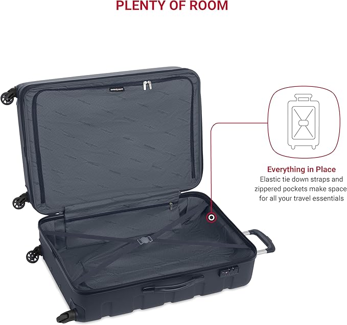 SwissGear 7366 Signature Hardside Expandable Luggage with Spinner Wheels and TSA Lock, Weekender Tote, Navy, 2-Piece Set (Weekender/27)