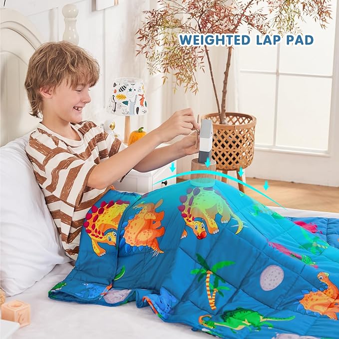 yescool Weighted Blanket 10 Pounds Cooling Weighted Lap Blanket, Dinosaur Heavy Blanket for Sleeping, Weighted Throw Blanket Gifts for 80-110lbs, 40" x60