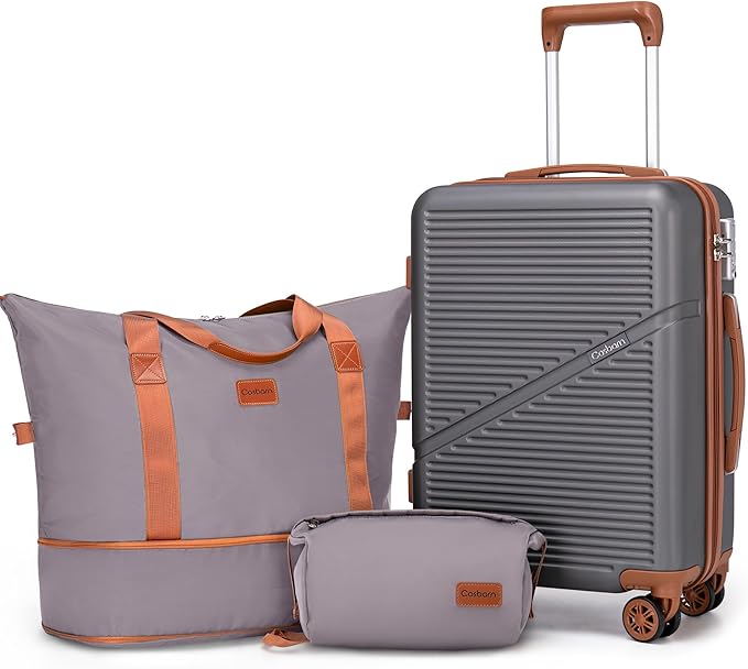 Carry On Luggage Set 22x14x9 Airline Approved, 3 Piece 20 Inch Lightweight ABS Hardside Suitcases with Wheels and TSA Lock, Durable Waterproof Travel Suitcase for Men Women