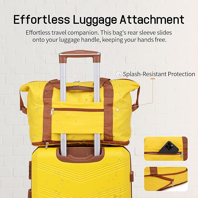 Expandable Luggage Sets 5 Piece, Hard Case Suitcase Set with Spinner Wheels,22x14x9 Airline Approved Carry on,Lightweight Durable Suitcase with TSA Lock (Yellow)