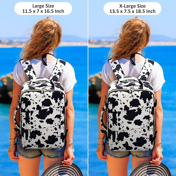 Carry on Backpack for Women TSA Approved 15.6 Inch Travel Laptop Backpack for Women Travel Essentials Womens Travel Backpack Cow Print