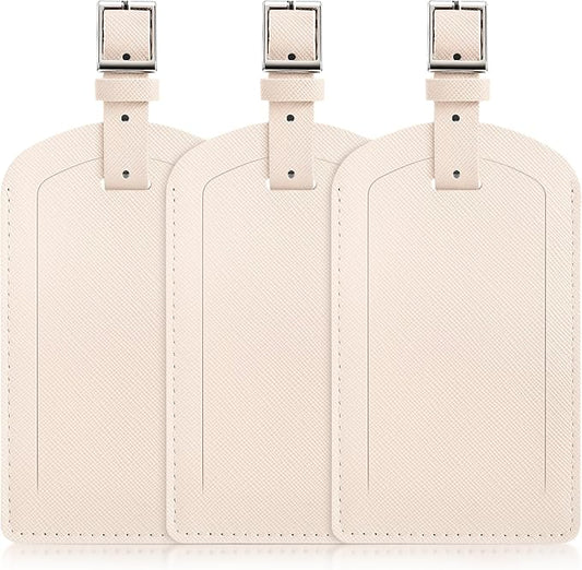 3 Pack Luggage Tags for Suitcases, TSA Approved Bag Tags, Baggage Tags with Privacy Protection, Travel Essentials Luggage Accessories, Cream White