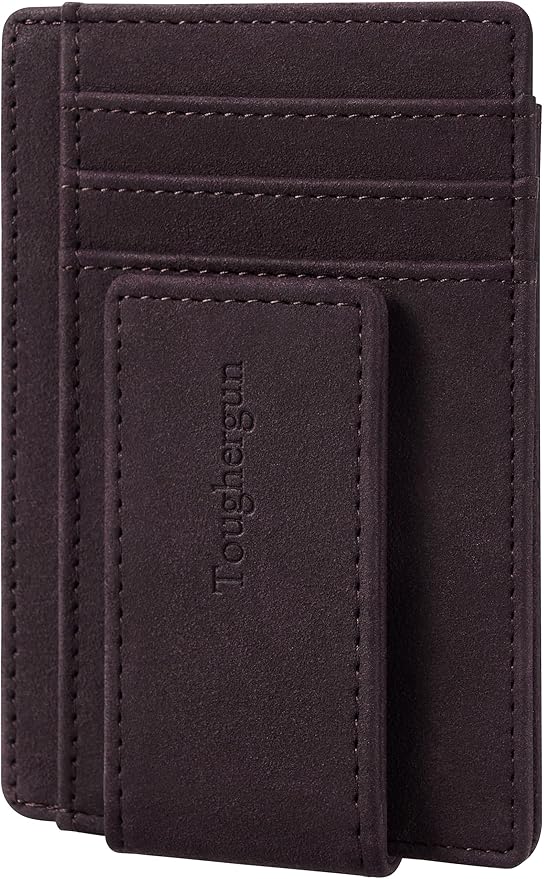 Toughergun Slim Wallet for Men RFID Blocking Money Clip, Minimalist Front Pocket Credit Card Holder, Magnetic Thin Mens Wallets with ID Window